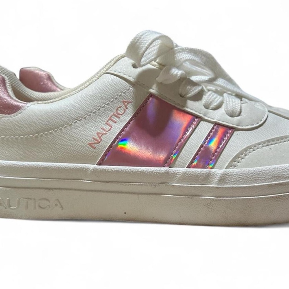 Nautica Kids White and Iridescent Pink Sneakers